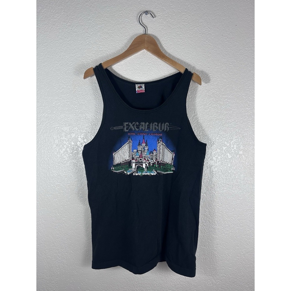 Vintage Excalibur Hotel Casino Las Vegas Single Stitch Tank Top Black USA Size M